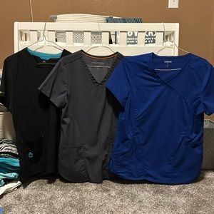 Nursing Scrub tops Sz M Black, Gray & Royal Blue